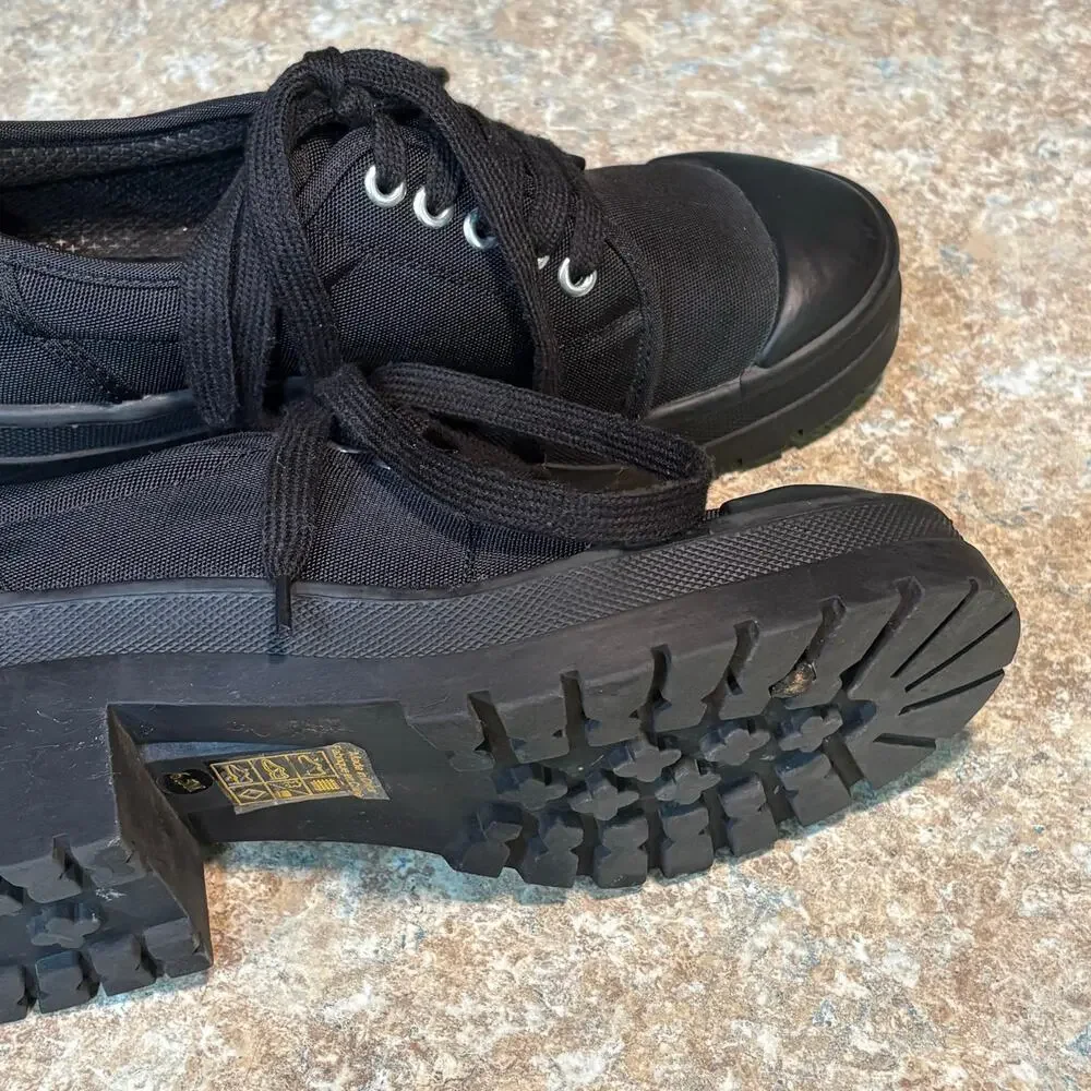 Jeffrey Campbell Black Punk Goth Lace Up Oxford Lug Platform Sneakers Size 6.5